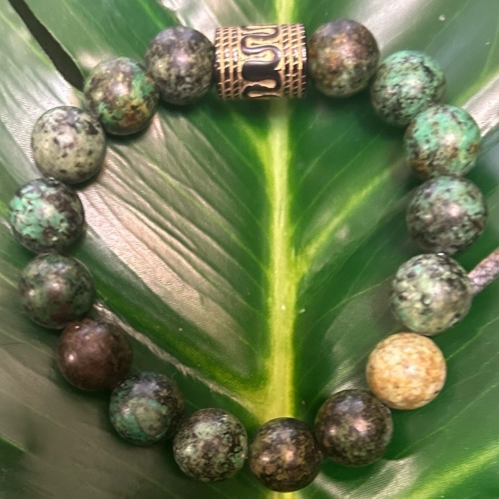 chunky green & black imperial jasper bracelet